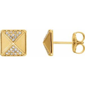 Ladies Natural Diamond Earrings — 14K Yellow Gold