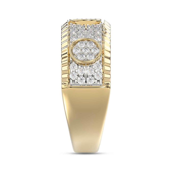 MEN'S RING 0.75CT ROUND DIAMOND 10K YELLOW GOLD