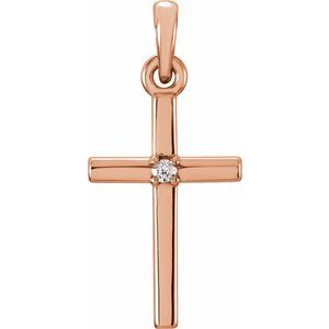 Ladies Natural Diamond Cross Pendant (I1, G-H) — 14K Rose Gold