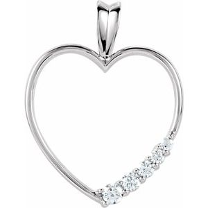 Ladies Natural Diamond Journey Heart Pendant (I1, G-H) — 18K White Gold