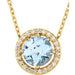 Ladies Natural Blue Zircon Natural Diamond Halo-Style Necklace (I1, G-H) — 14K Yellow Gold