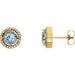 Ladies Natural Aquamarine Natural Diamond Earrings — 14K Yellow Gold