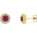 Ladies Natural Pink Tourmaline Natural Diamond Earrings — 14K Yellow Gold
