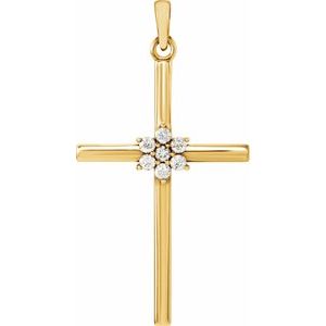 Ladies Natural Diamond Cross Pendant (I1, G-H) — 14K Yellow Gold