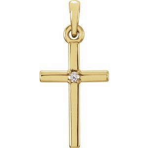 Ladies Natural Diamond Cross Pendant (I1, G-H) — 14K Yellow Gold