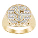 MEN'S RING 0.50CT ROUND/BAGUETTE DIAMOND 10K YELLOW GOLD