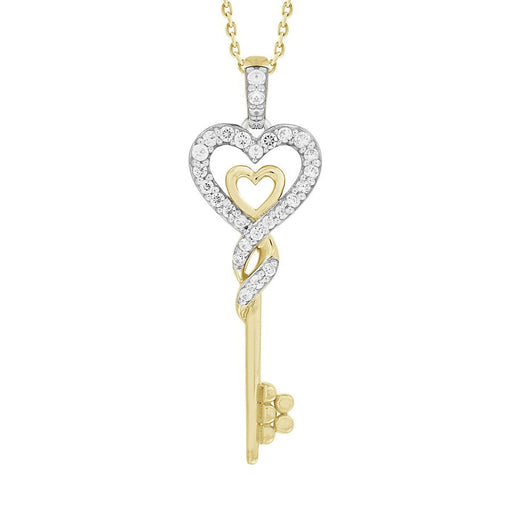 LADIES PENDANT WITH CHAIN 0.20CT ROUND DIAMOND 10K YELLOW GOLD