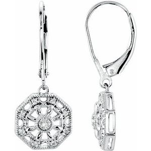 Ladies Natural Diamond Filigree Earring — Sterling Silver