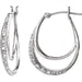 Ladies Natural Diamond Hoop Earrings (I1, H+) — 14K White Gold