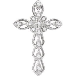 Ladies Natural Diamond Cross Pendant (I1, H+) — 14K White Gold