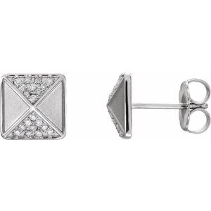Ladies Natural Diamond Earrings — 14K White Gold