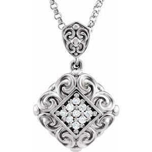 Ladies Natural Diamond Necklace (I1, G-H) — 14K White Gold