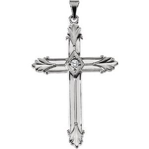 Ladies Natural Diamond Cross Pendant (Si1, G-H) — 14K White Gold