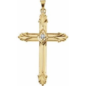 Ladies Natural Diamond Cross Pendant (Si1, G-H) — 14K Yellow Gold