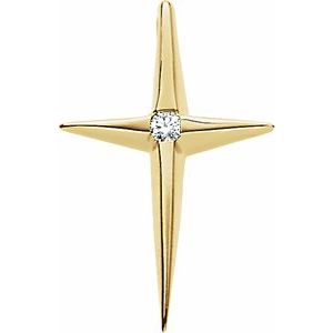 Ladies Natural Diamond Cross Pendant (Si1, G-H) — 14K Yellow Gold
