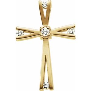 Ladies Natural Diamond Cross Pendant (Si1, G-H) — 14K Yellow Gold