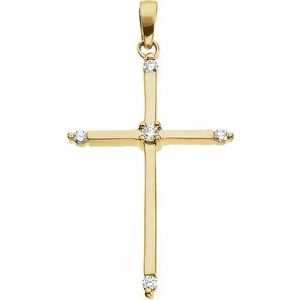 Ladies Natural Diamond Cross Pendant (Si1, G-H) — 14K White Gold