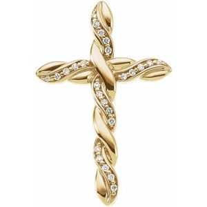 Ladies Natural Diamond Cross Pendant (Si1, G-H) — 14K Yellow Gold