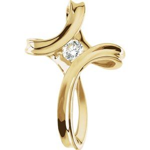Ladies Natural Diamond Cross Pendant (Si1, G-H) — 14K Yellow Gold