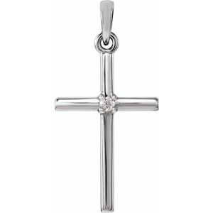 Ladies Natural Diamond Cross Pendant (I1, G-H) — Sterling Silver