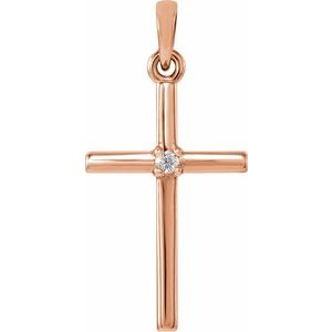 Ladies Natural Diamond Cross Pendant (I1, G-H) — 14K Rose Gold