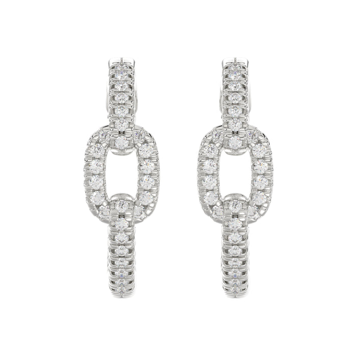 Elegant 10K White Gold Fashion Hoop Earrings Featuring 0.15Ct Round Diamonds With Brilliant Sparkle And Timeless Design.