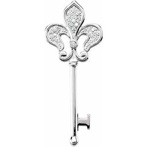 Ladies Natural Diamond Fleur-de-lis Key Pendant (I2, G-H) — Sterling Silver