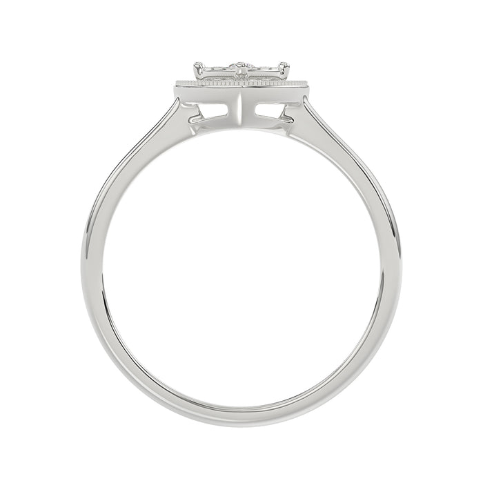Ladies 0.10Ct Round Diamond Sterling Silver Ladies Ring White Heart Shape Cluster Halo Engagement Promise Ring For Her