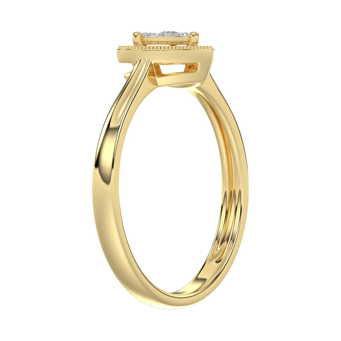 10K Yellow Gold Heart Diamond Ring For Women 0.10Ct Round Diamond Heart Ring