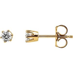 Ladies Natural Diamond Stud Earrings (I1, G-H) — 14K Yellow Gold