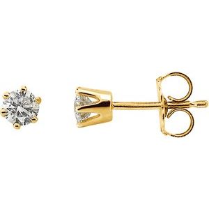 Ladies Natural Diamond Stud Earrings (Si2-Si3, G-H) — 14K Yellow Gold