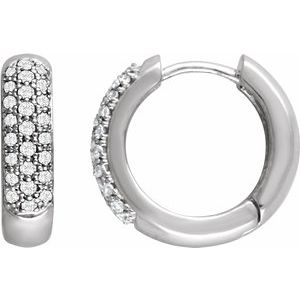 Ladies Natural Diamond Hoop Earrings (I1, H+) — 14K White Gold