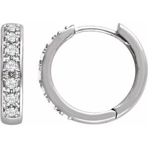 Ladies Natural Diamond Hinged 15.8 mm Hoop Earring (I1, H+) — 14K White Gold