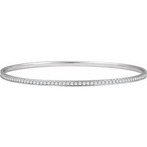 Ladies Natural Diamond Bangle Bracelet (I2, H+) — 14K White Gold