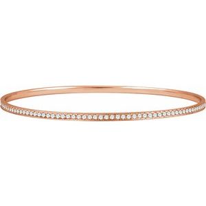 Ladies Natural Diamond Bangle Bracelet (I2, H+) — 14K Rose Gold