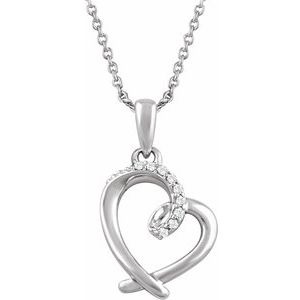 Ladies Natural Diamond Heart Necklace (I2, H+) — Sterling Silver