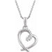 Ladies Natural Diamond Heart Necklace (I2, H+) — Sterling Silver