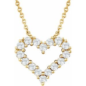 Ladies Natural Diamond Heart Necklace (I1, H+) — 14K Yellow Gold