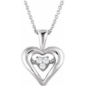 Ladies Mystara® Natural Diamond Heart Necklace (I2, H+) — Sterling Silver
