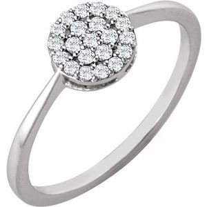 Ladies Natural Diamond Cluster Ring (I1, H+) — 14K White Gold