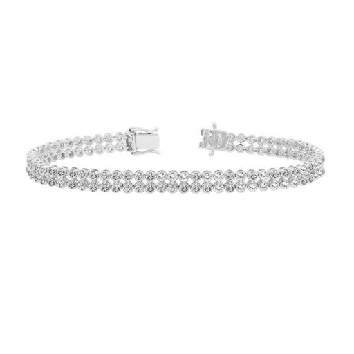 LADIES BRACELET 3.00CT ROUND DIAMOND 14K WHITE GOLD