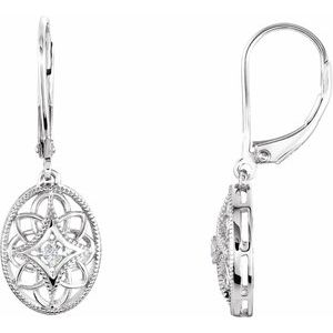 Ladies Natural Diamond Earrings — Sterling Silver