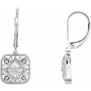 Ladies Natural Diamond Filigree Earrings — Sterling Silver