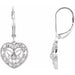 Ladies Natural Diamond Heart Earrings — Sterling Silver