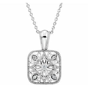 Ladies Natural Diamond Filigree Necklace (I2, H+) — Sterling Silver