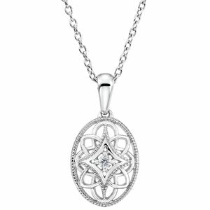 Ladies Natural Diamond Necklace (I2, H+) — Sterling Silver