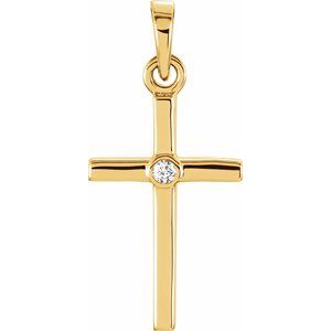 Ladies Natural Diamond Cross Pendant (I1, G-H) — 14K Yellow Gold