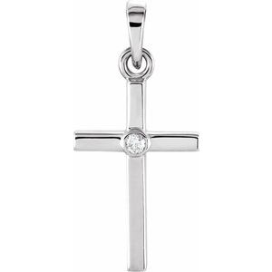 Ladies Natural Diamond Cross Pendant (I1, G-H) — 14K White Gold
