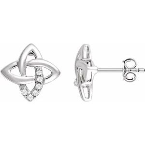 Ladies Natural Diamond Earrings — Sterling Silver