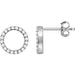 Ladies Natural Diamond Circle Earrings — 14K White Gold